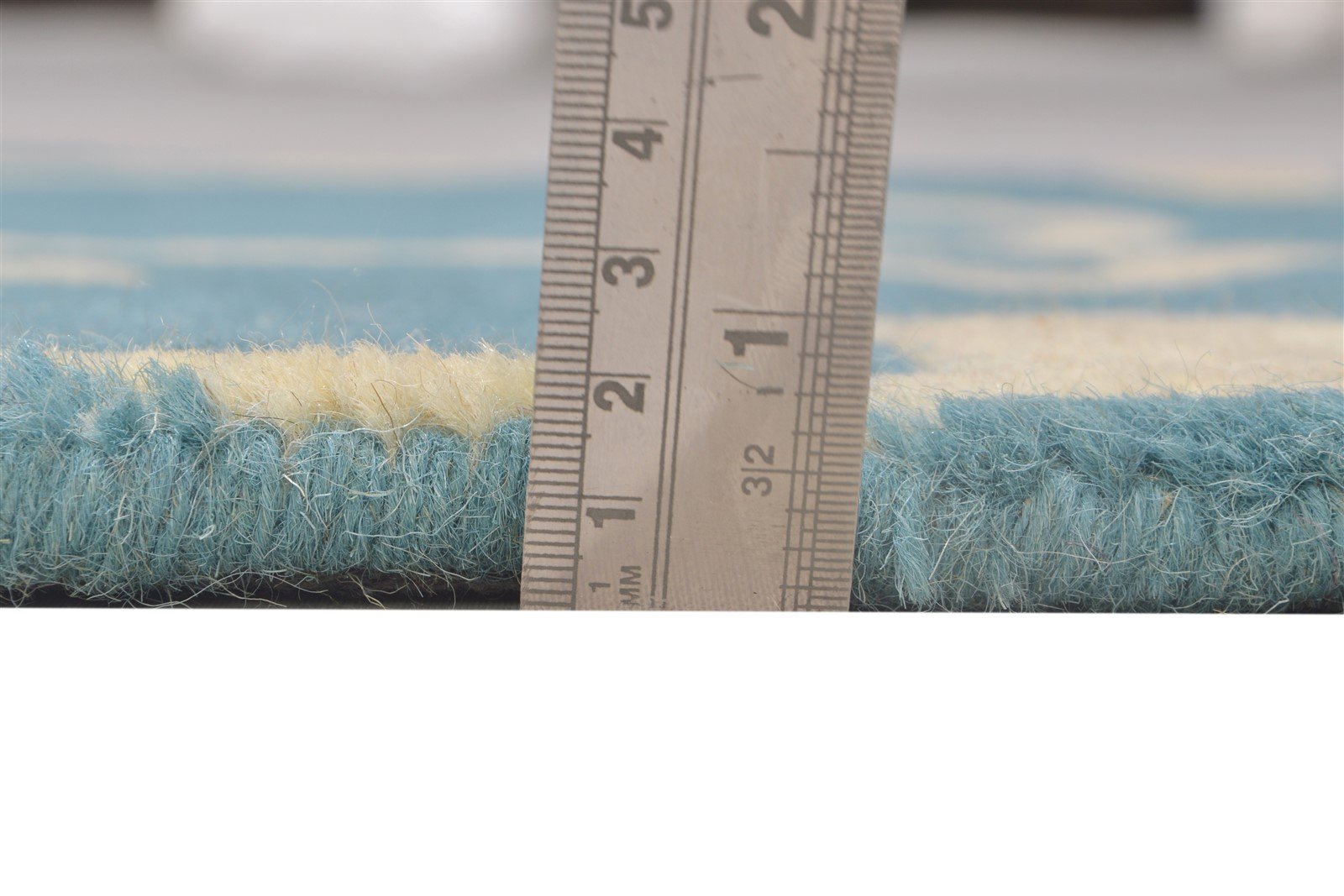 2' X 2' Rug Wool Blue Modern Hand Tufted Moroccan Floral Small Carpet  Area Rug 