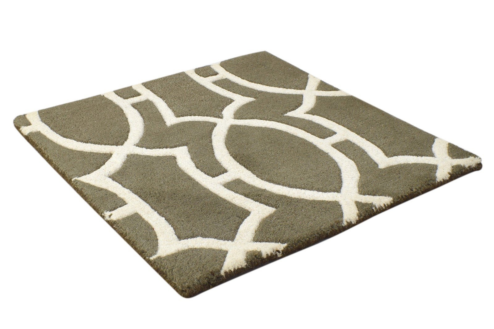 Hand Tufted Grey Wool Rug 2' X 2' Modern Moroccan Floral Small Carpet 