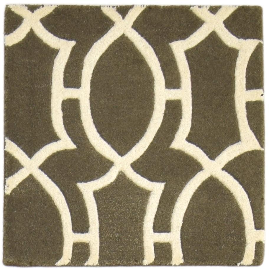 Hand Tufted Grey Wool Rug 2' X 2' Modern Moroccan Floral Small Carpet 