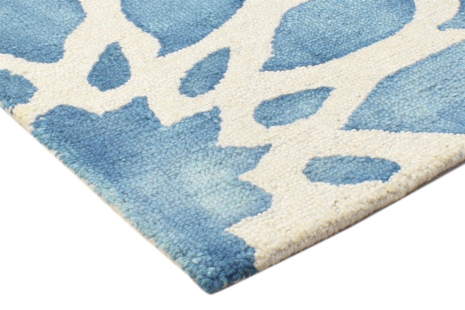 Wool Blue Rug 2' X 2' Modern Hand Tufted French Floral Small Carpet 