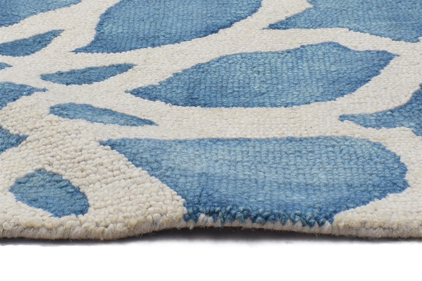 Wool Blue Rug 2' X 2' Modern Hand Tufted French Floral Small Carpet 