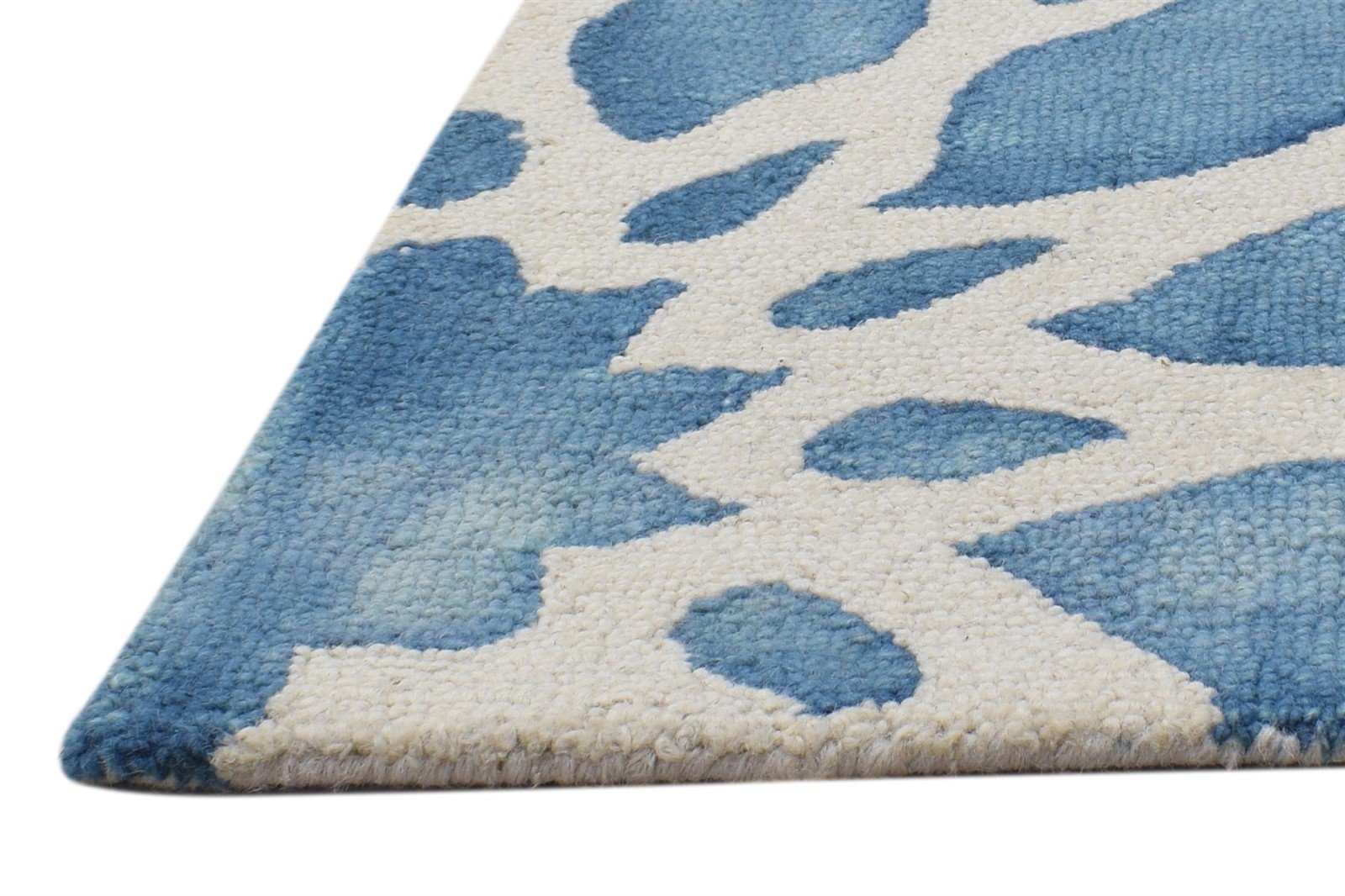 Wool Blue Rug 2' X 2' Modern Hand Tufted French Floral Small Carpet 