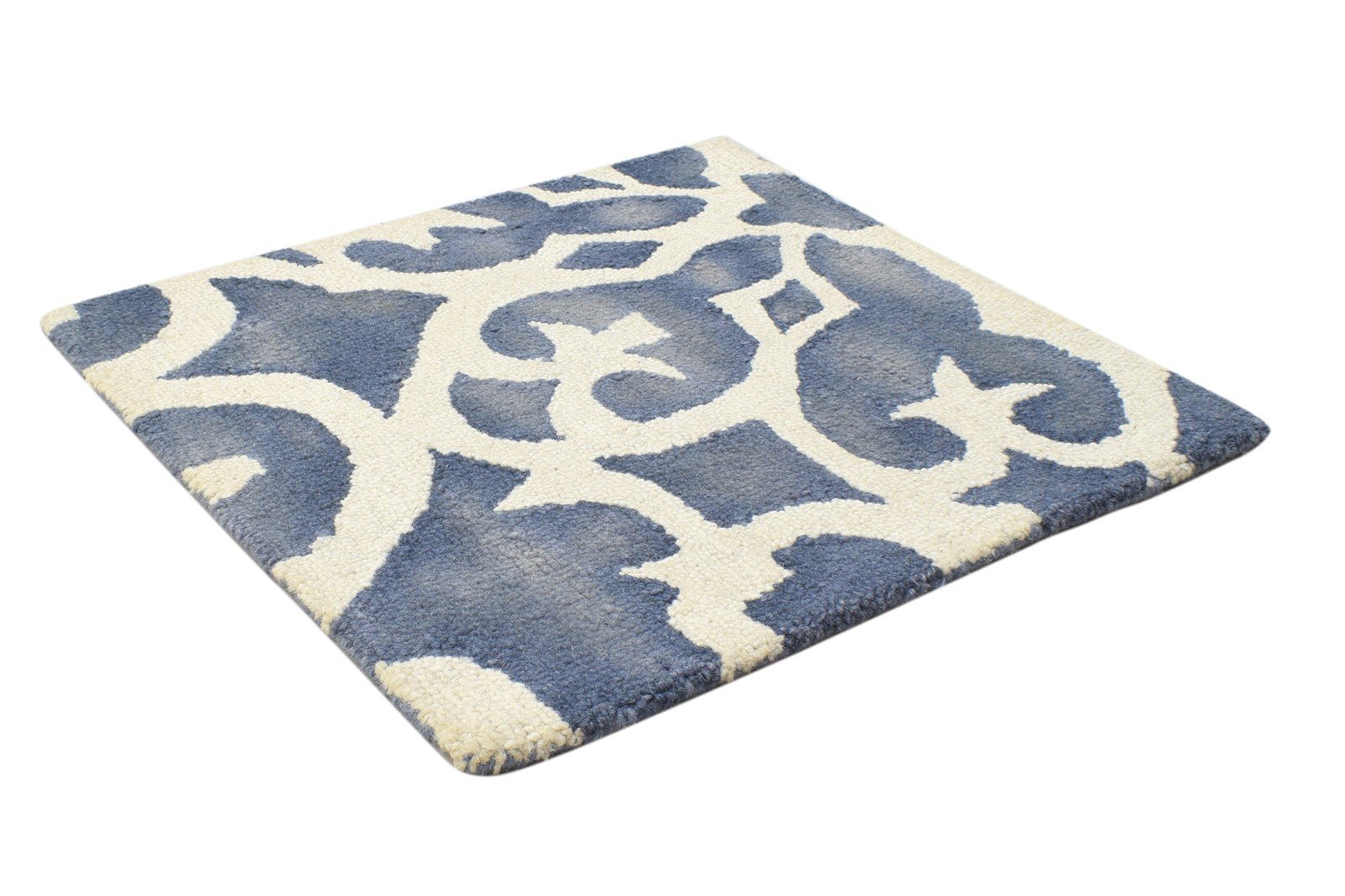 Hand Tufted Grey Wool Rug 2' X 2' Modern Moroccan Floral Small Carpet 