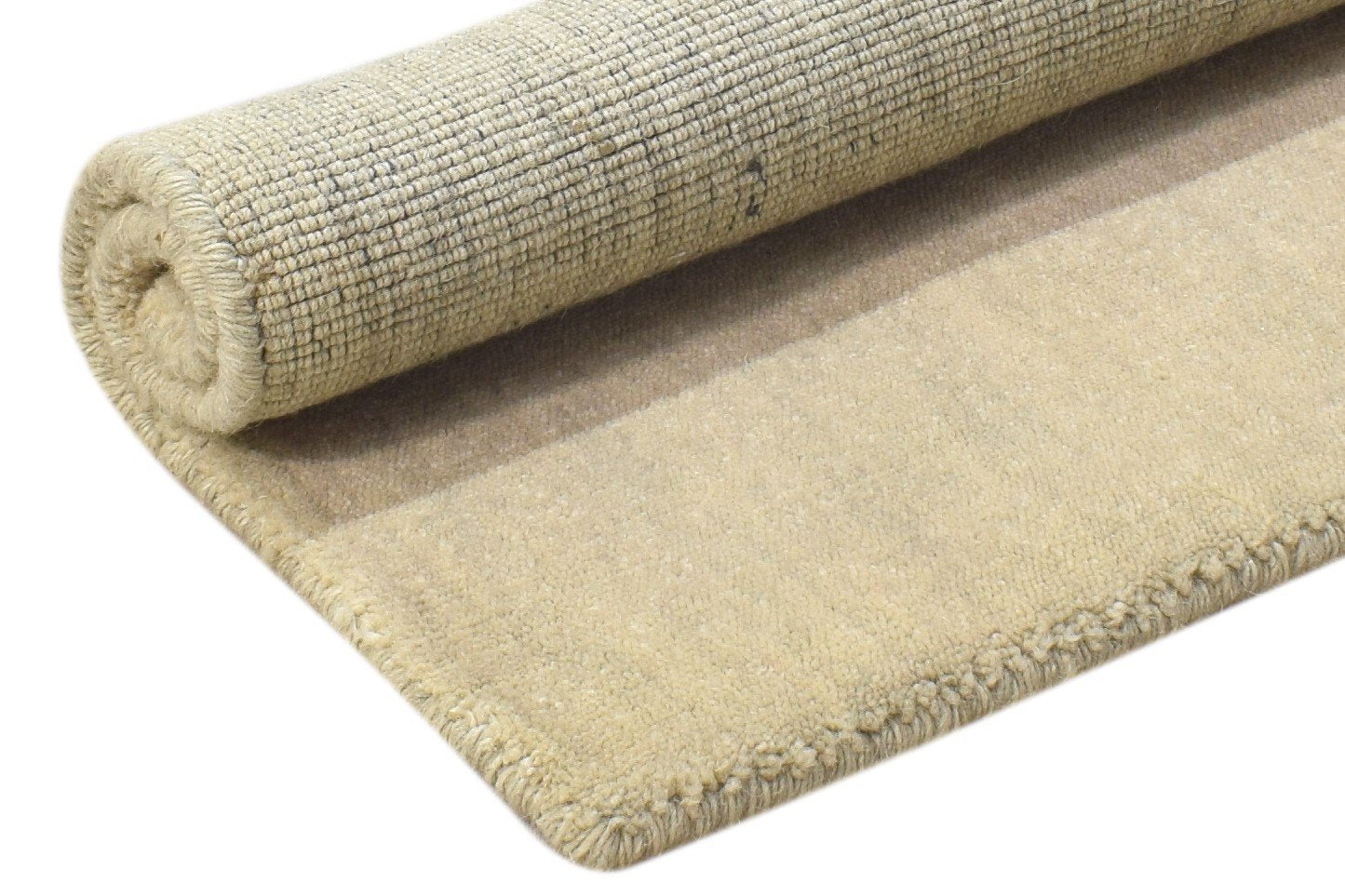 Beige Wool Rug 2' X 2' Modern Handloom Scandinavian Solid Small Carpet 