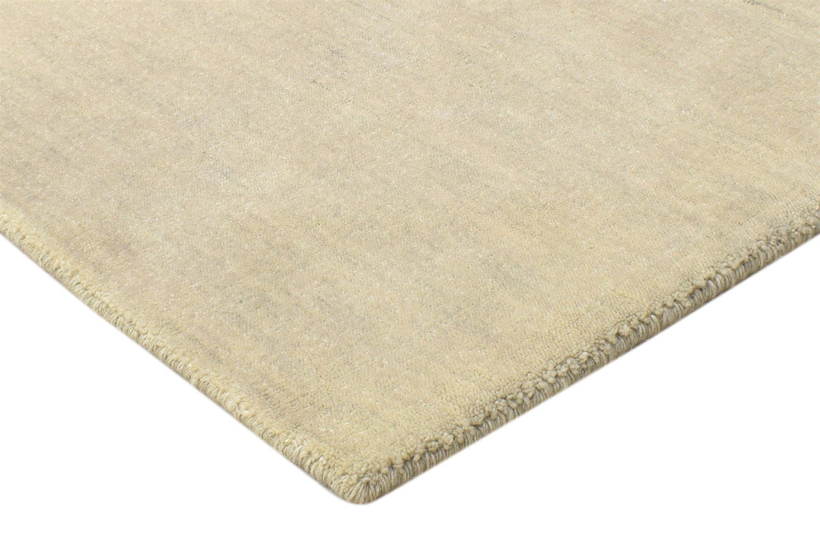 Beige Wool Rug 2' X 2' Modern Handloom Scandinavian Solid Small Carpet 