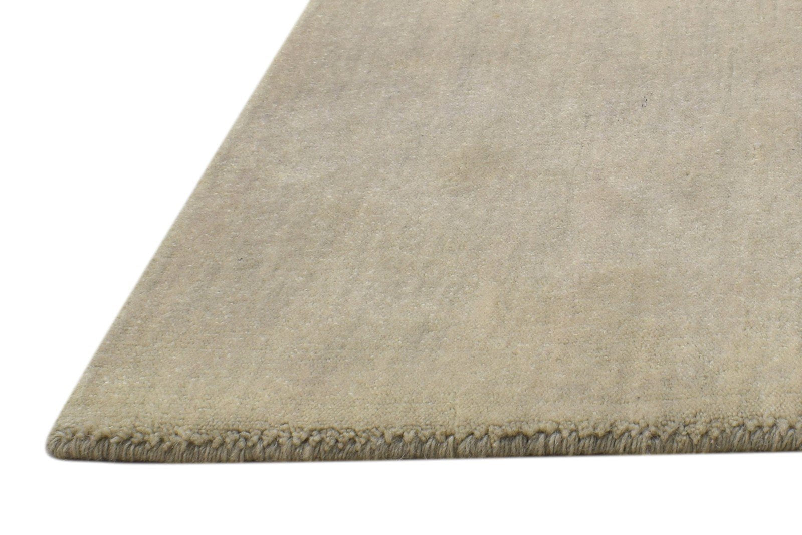 Beige Wool Rug 2' X 2' Modern Handloom Scandinavian Solid Small Carpet 