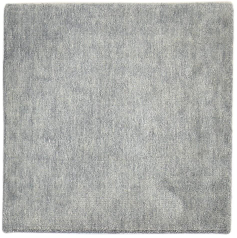 Wool Grey Rug 2' X 2' Modern Handloom Scandinavian Solid Small Carpet 