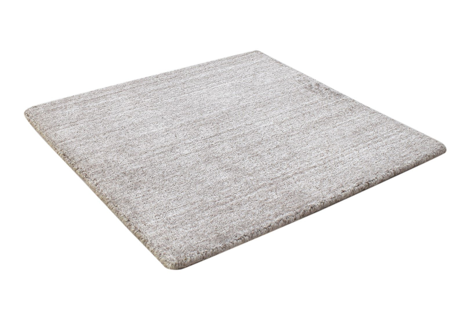 Handloom Grey Wool Rug 2' X 2' Modern Scandinavian Solid Small Carpet 