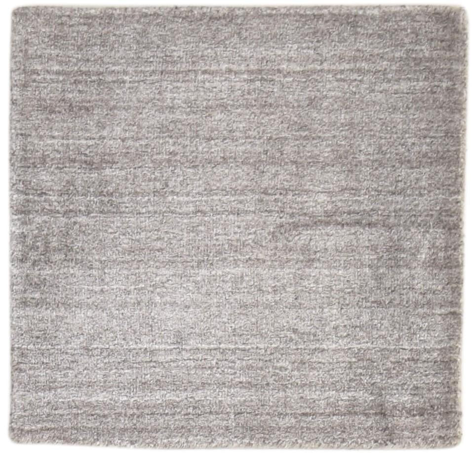 Handloom Grey Wool Rug 2' X 2' Modern Scandinavian Solid Small Carpet 