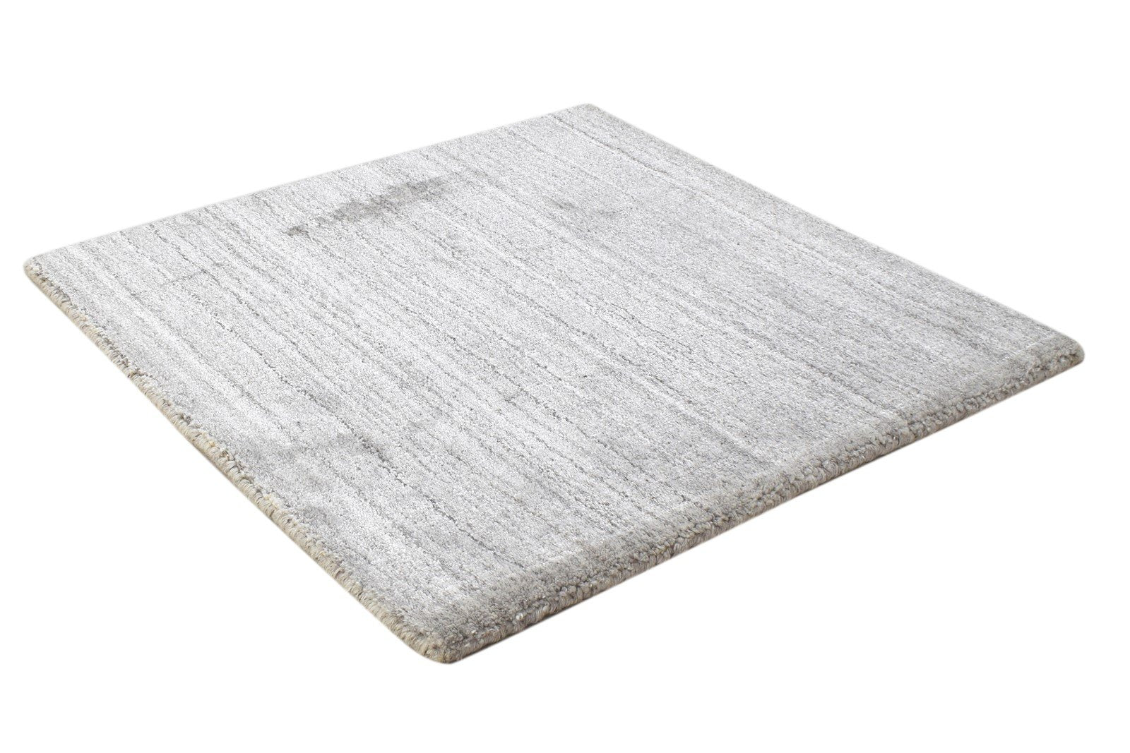 Grey Wool Rug 2' X 2' Modern Handloom Scandinavian Solid Small Carpet 