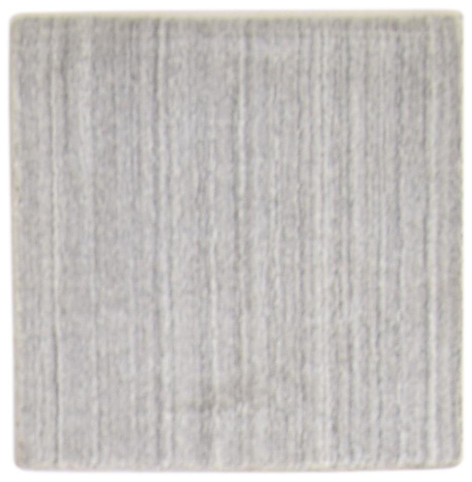 Grey Wool Rug 2' X 2' Modern Handloom Scandinavian Solid Small Carpet 