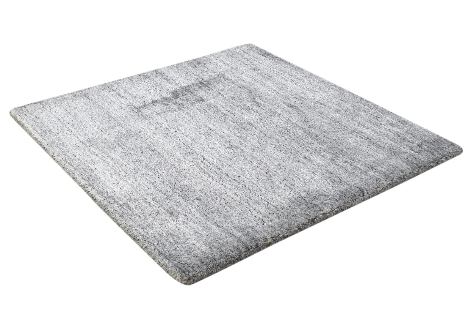 Wool Grey Rug 2' X 2' Modern Handloom Scandinavian Solid Small Carpet 