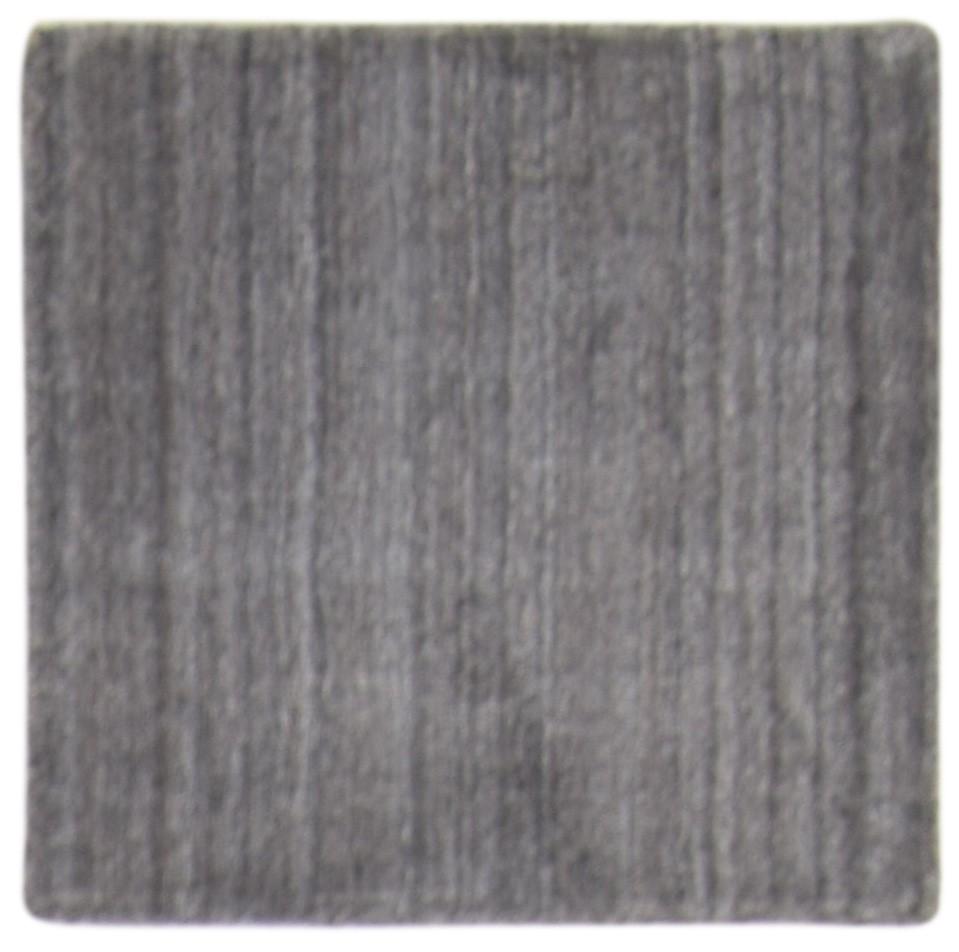 2' X 2' Rug Wool Grey Modern Handloom Scandinavian Solid Small Carpet 