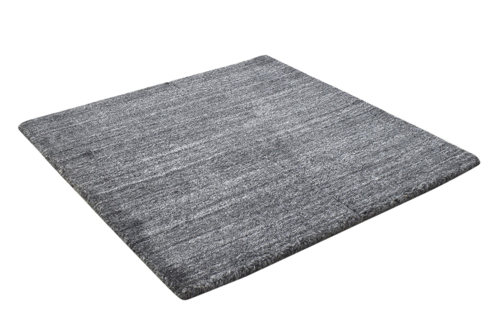 Handloom Charcoal Wool Rug 2' X 2' Modern Scandinavian Solid Small Carpet 