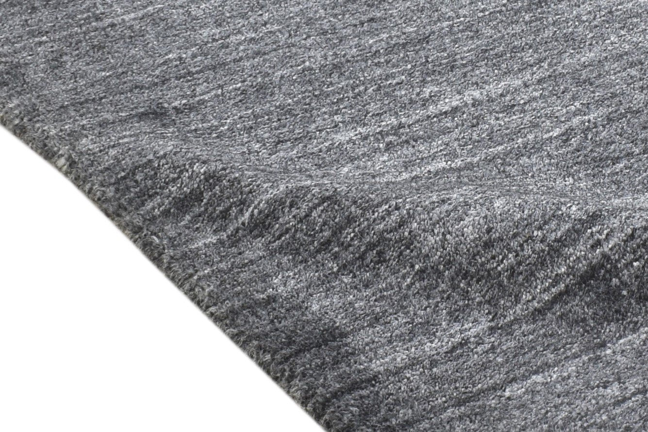 Handloom Charcoal Wool Rug 2' X 2' Modern Scandinavian Solid Small Carpet 