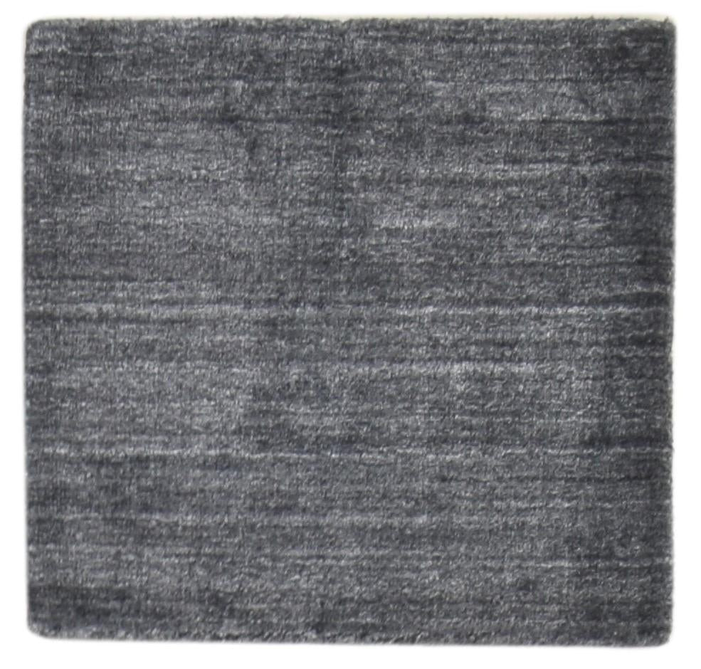 Handloom Charcoal Wool Rug 2' X 2' Modern Scandinavian Solid Small Carpet 