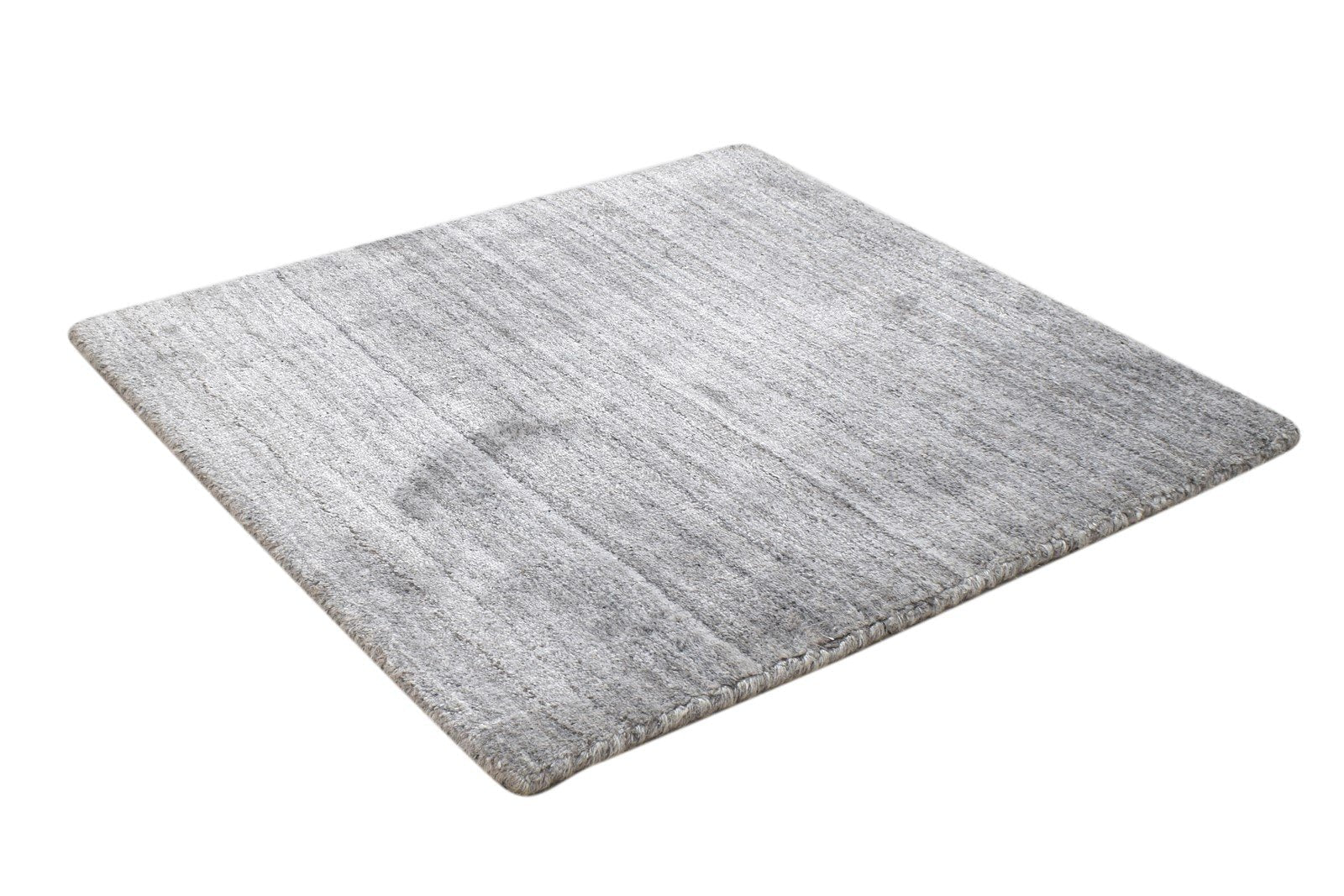 Handloom Grey Wool Rug 2' X 2' Modern Scandinavian Solid Small Carpet 