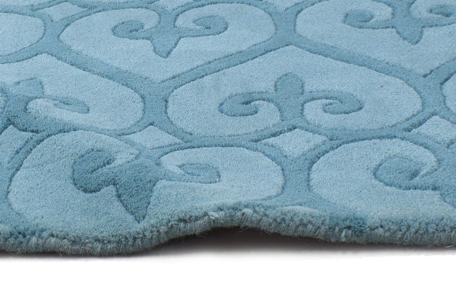 Blue Wool Rug 2' X 2' Modern Hand Tufted Moroccan Trellis Small Carpet 