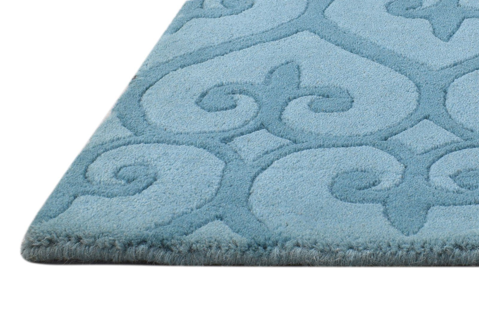 Blue Wool Rug 2' X 2' Modern Hand Tufted Moroccan Trellis Small Carpet 