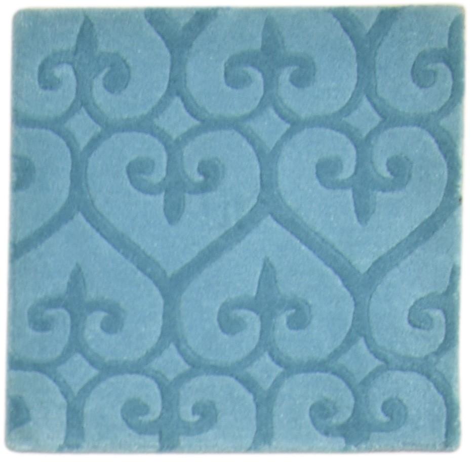 Blue Wool Rug 2' X 2' Modern Hand Tufted Moroccan Trellis Small Carpet 