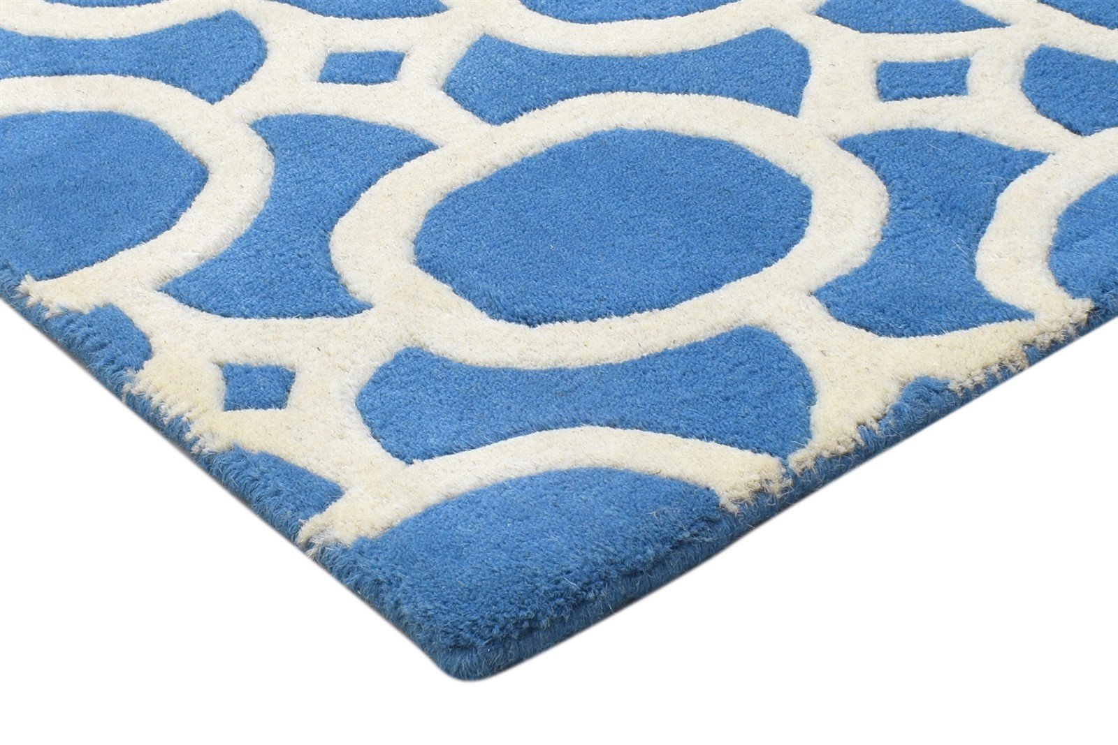 Hand Tufted Blue Wool Rug 2' X 2' Modern Moroccan Trellis Small Carpet 