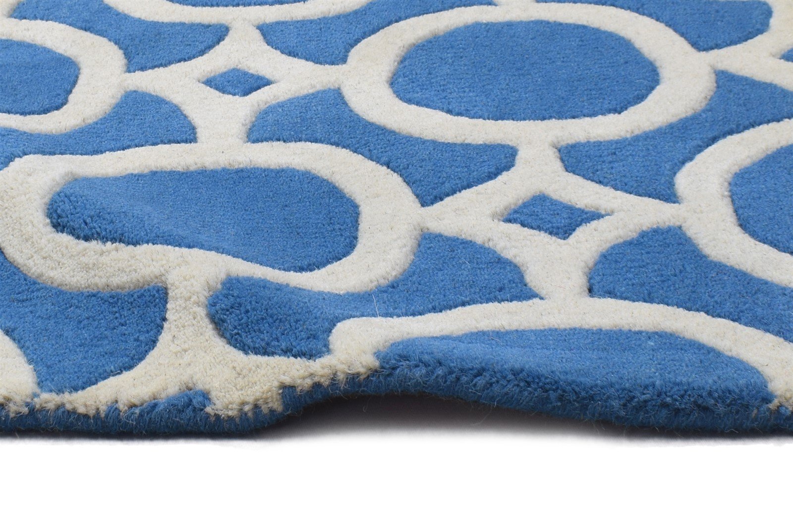 Hand Tufted Blue Wool Rug 2' X 2' Modern Moroccan Trellis Small Carpet 