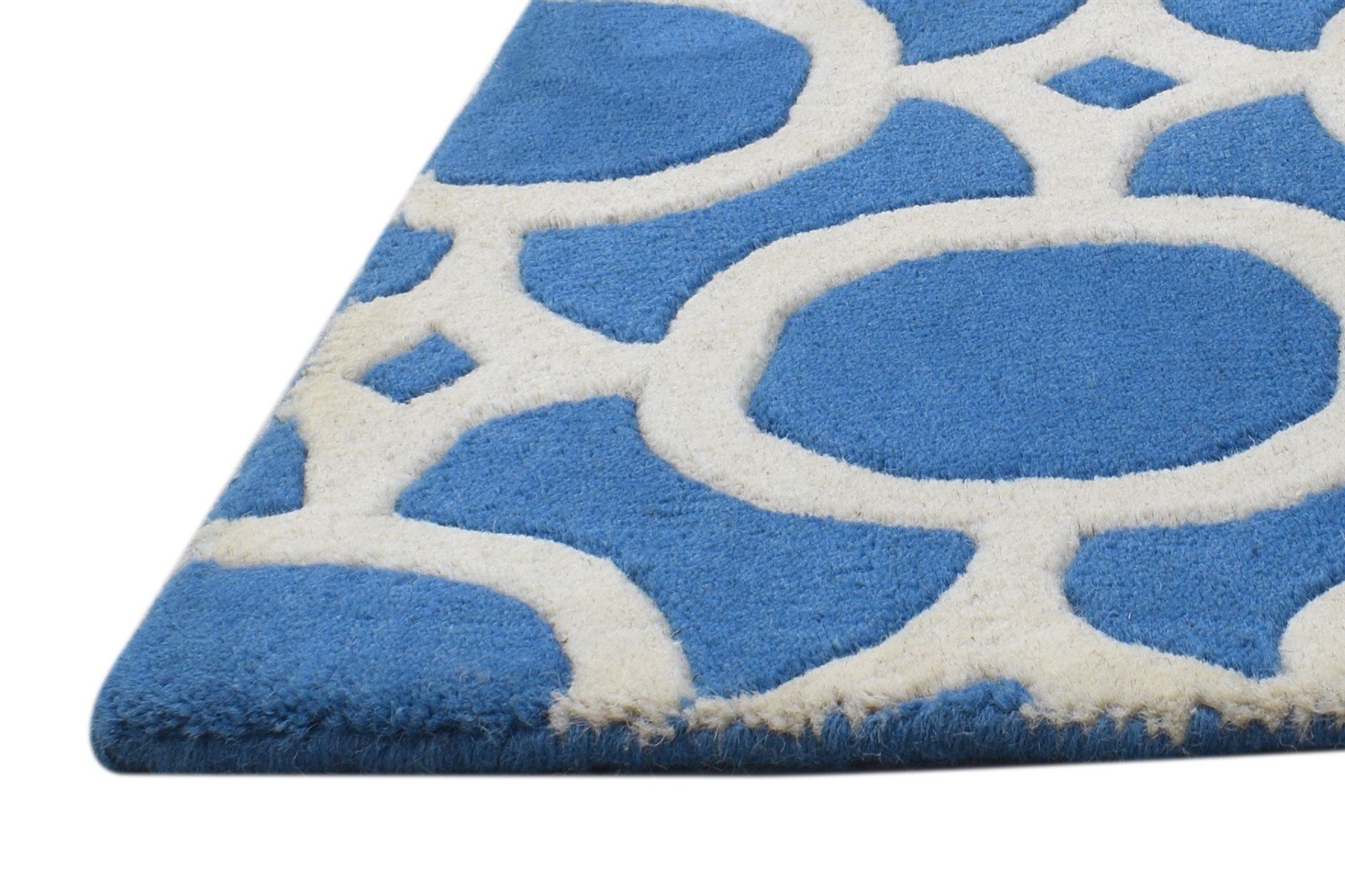 Hand Tufted Blue Wool Rug 2' X 2' Modern Moroccan Trellis Small Carpet 