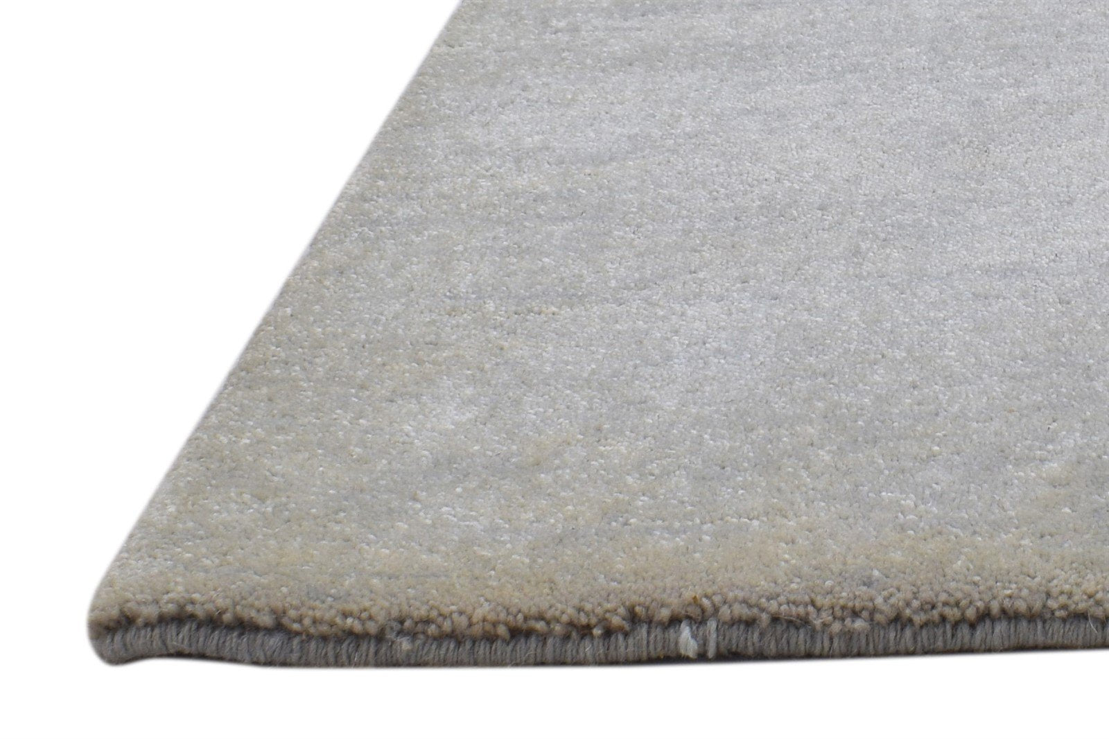 Grey Wool / Silk Rug 2X2 Modern Hand Knotted Scandinavian Solid Small Carpet 