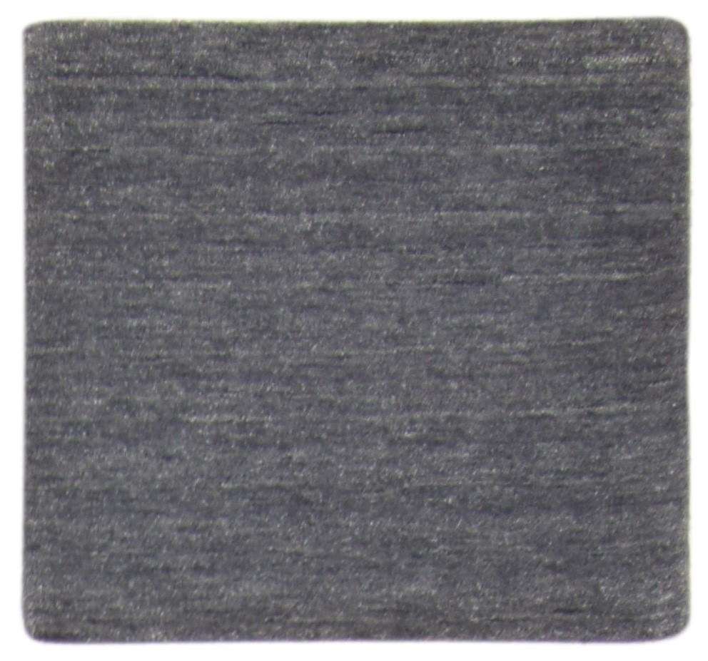 Wool / Silk Charcoal Rug 2X2 Modern Hand Knotted Scandinavian Solid Small 