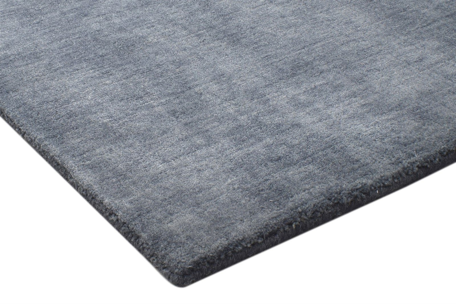 Hand Knotted Charcoal Wool / Silk Rug 2X2 Modern Scandinavian Solid Small 