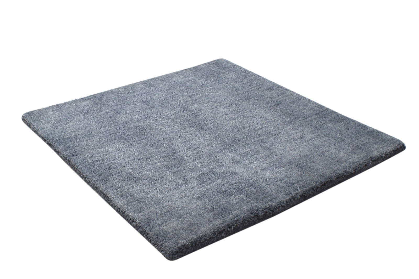 Hand Knotted Charcoal Wool / Silk Rug 2X2 Modern Scandinavian Solid Small 