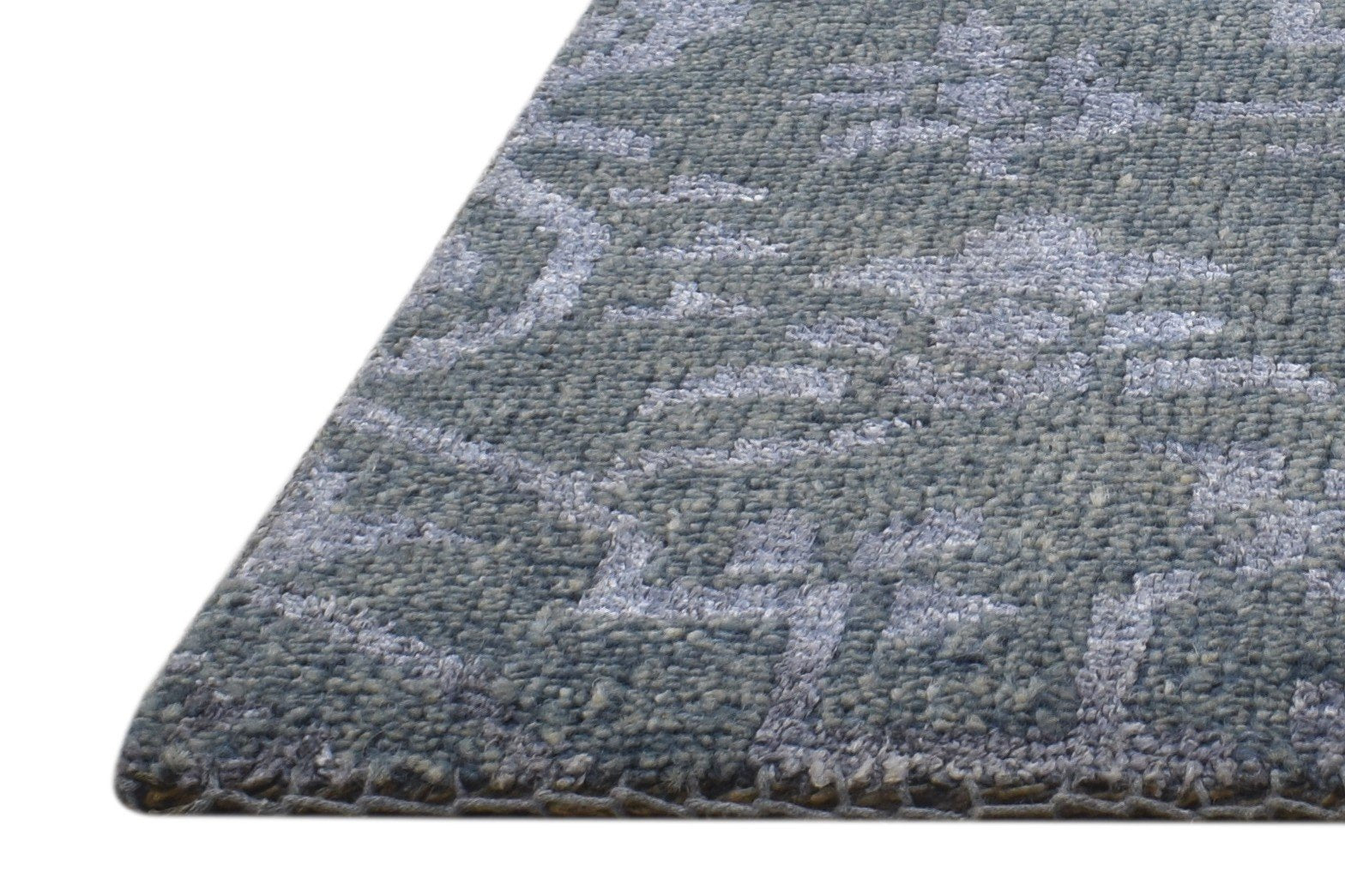 Grey Wool / Silk Rug 2' X 2' Modern Hand Knotted Moroccan Trellis Small Carpet 