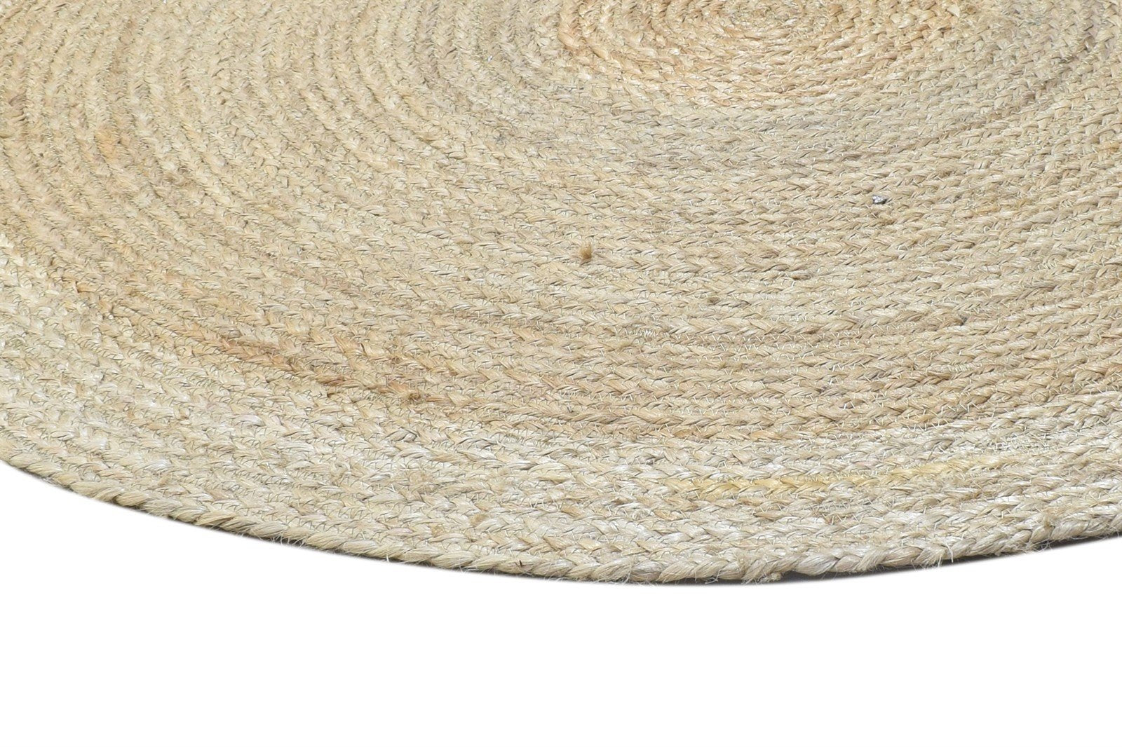 3' X 3' Rug Jute Beige Modern Hand Woven Scandinavian Circles Room Size Round 