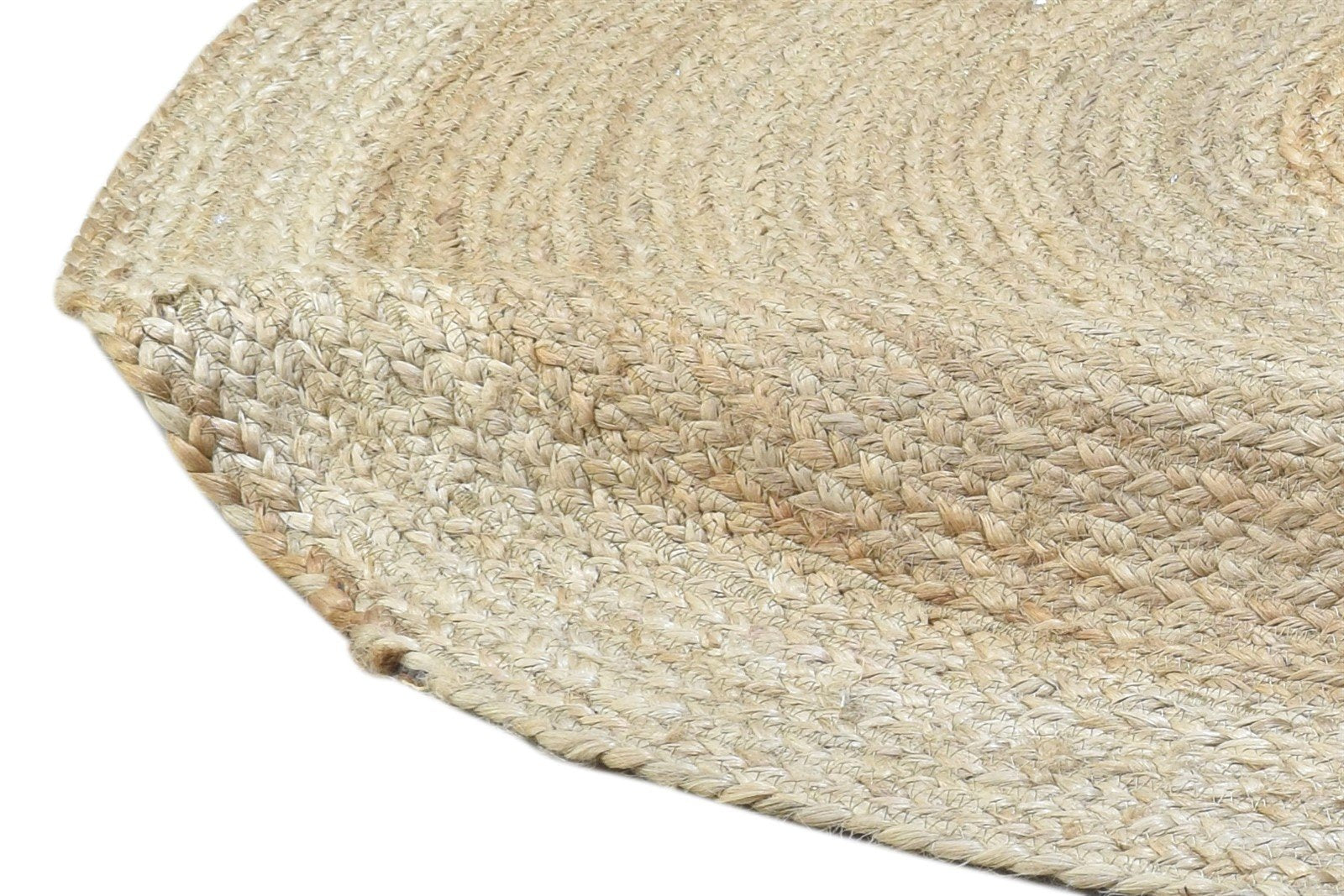 3' X 3' Rug Jute Beige Modern Hand Woven Scandinavian Circles Room Size Round 