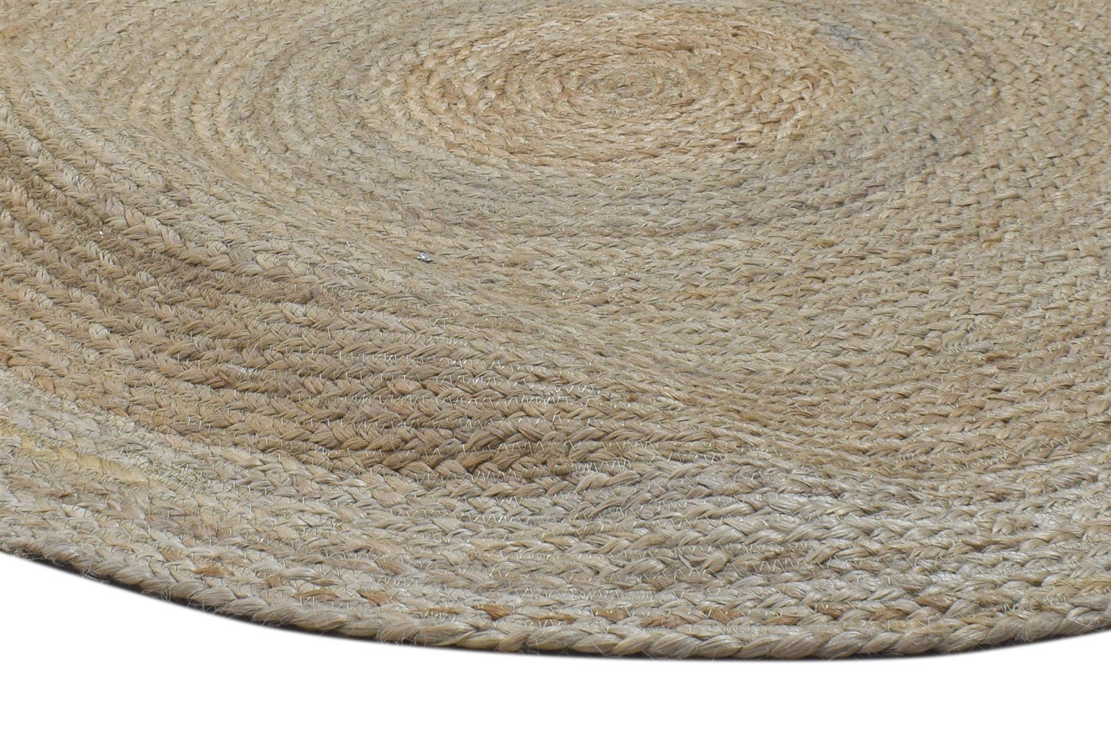 3' X 3' Rug Jute Beige Modern Hand Woven Scandinavian Circles Room Size Round 