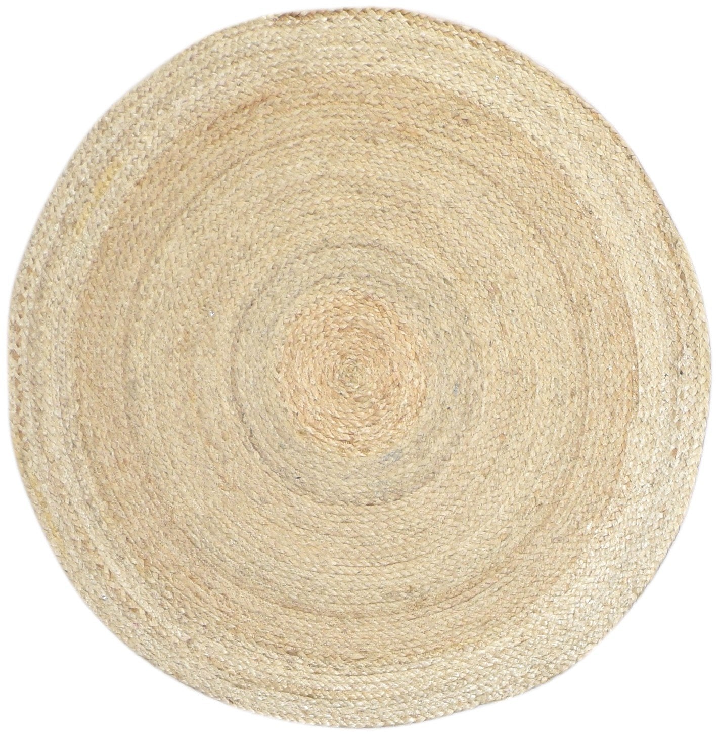 3' X 3' Rug Jute Beige Modern Hand Woven Scandinavian Circles Room Size Round 