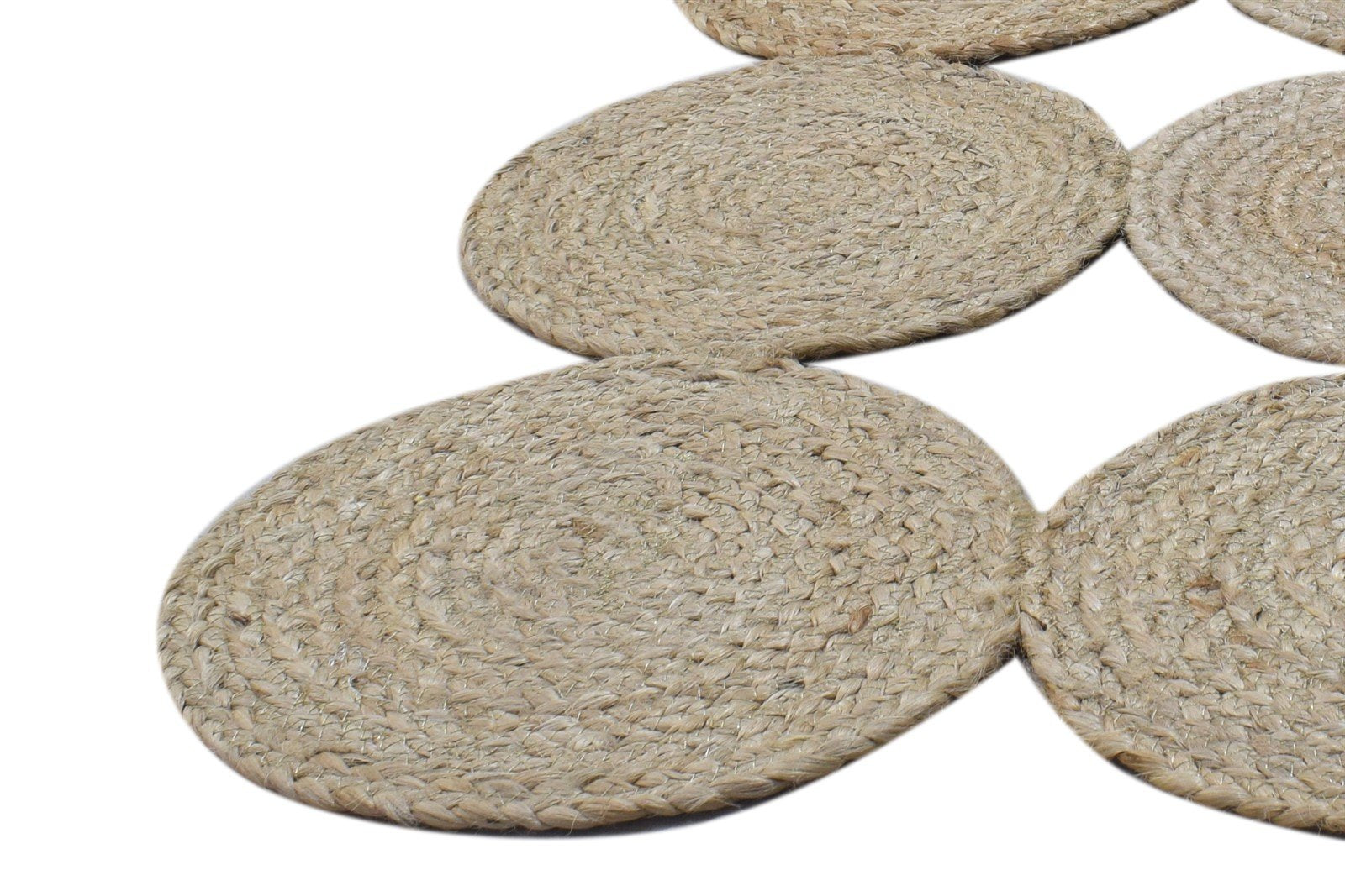 Beige Jute Rug 3' X 4' Modern Hand Woven Scandinavian Circles Small Carpet 