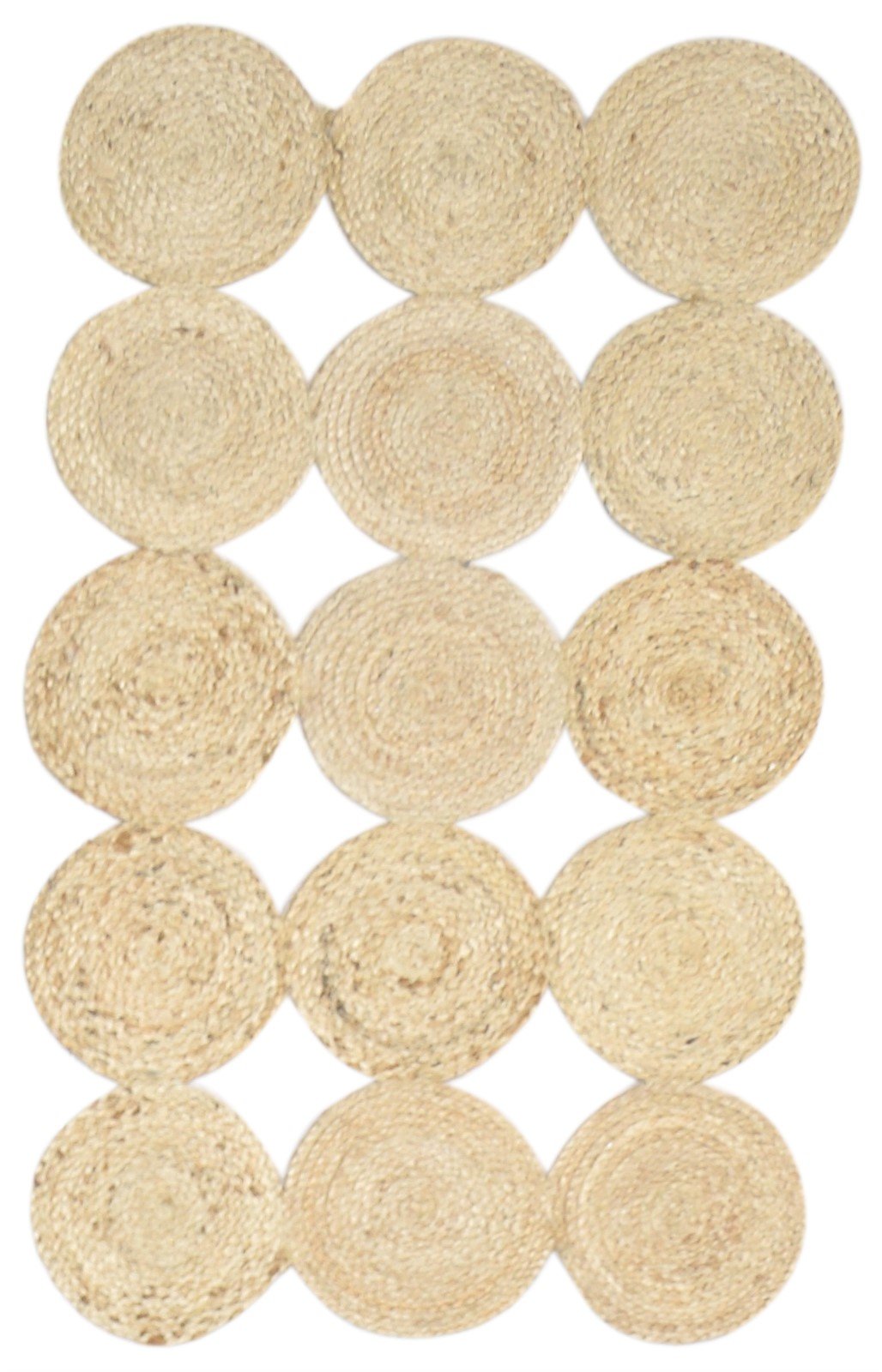 Beige Jute Rug 3' X 4' Modern Hand Woven Scandinavian Circles Small Carpet 