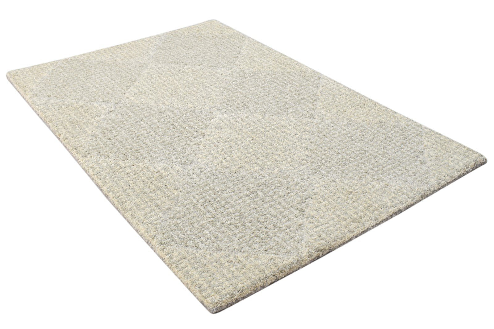 Wool Beige Rug 2' X 3' Modern Hand Tufted Scandinavian Diamond Small Carpet 