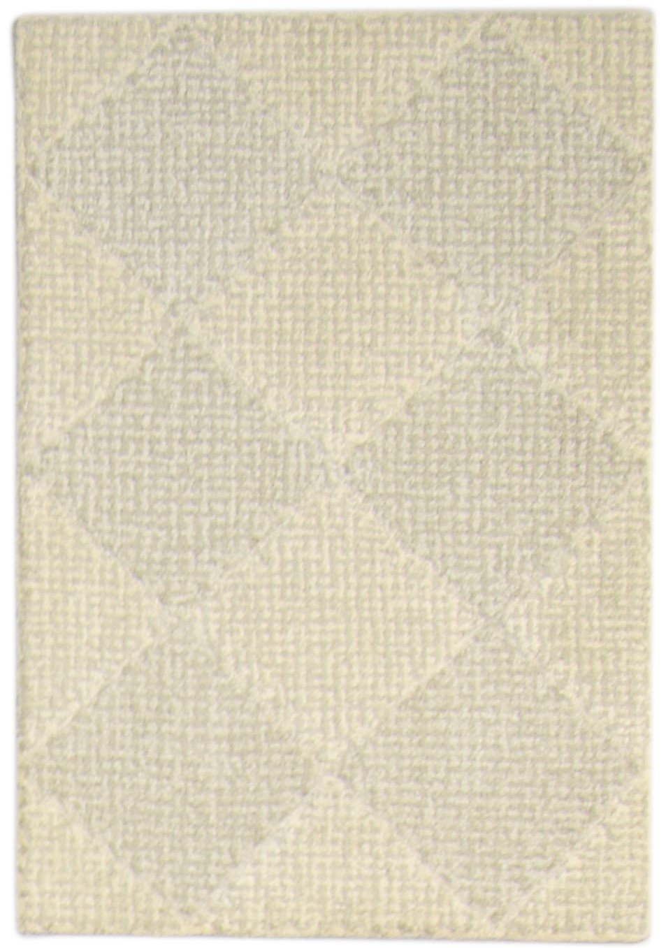 Wool Beige Rug 2' X 3' Modern Hand Tufted Scandinavian Diamond Small Carpet 