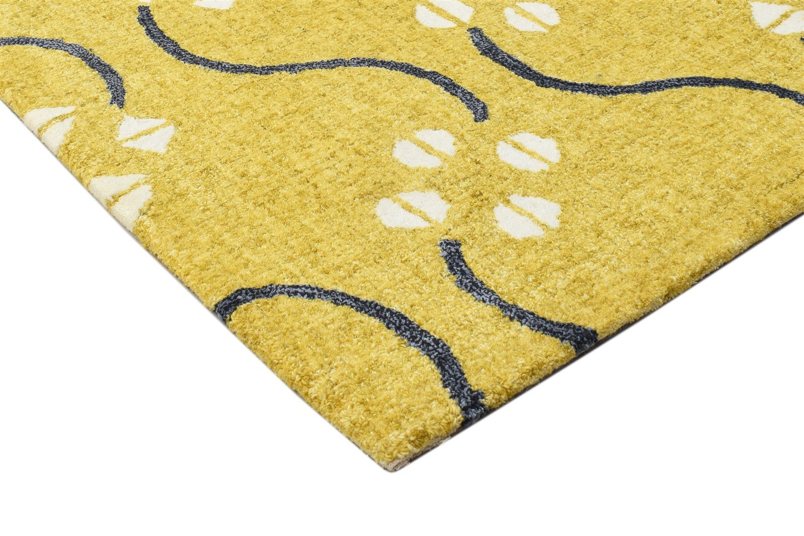 Wool Gold Rug 2' X 3' Modern Hand Tufted French Trellis Small Carpet 