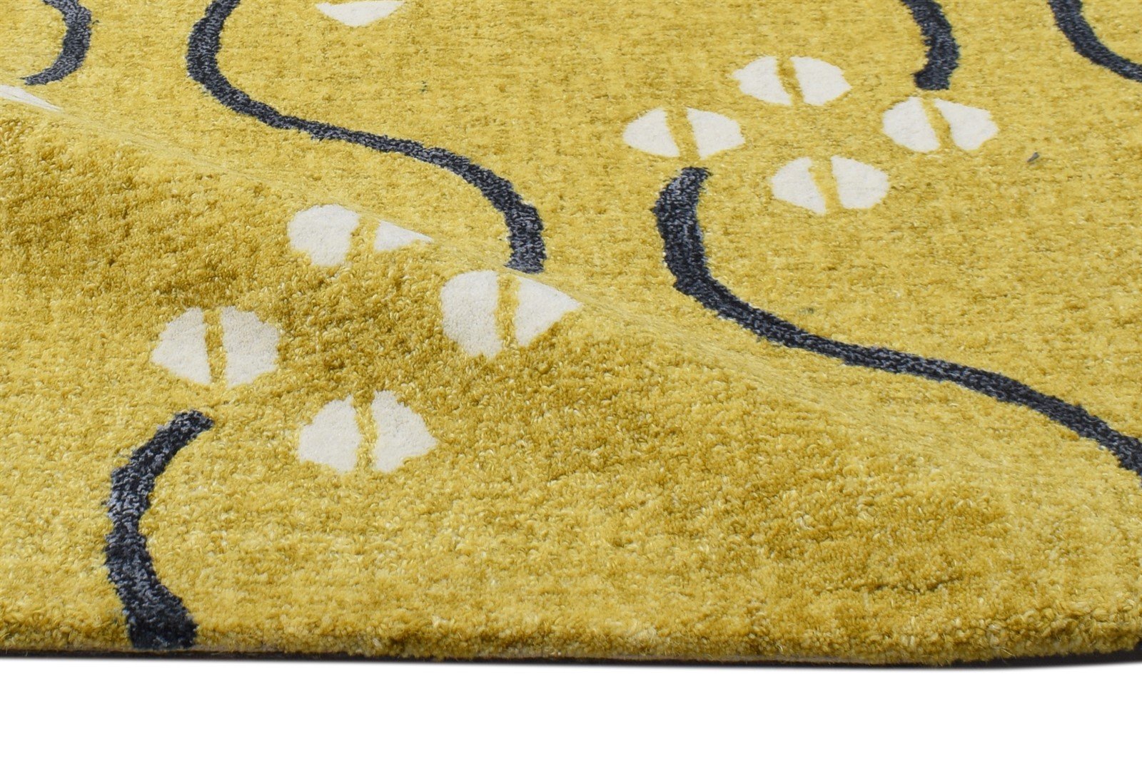 Wool Gold Rug 2' X 3' Modern Hand Tufted French Trellis Small Carpet 