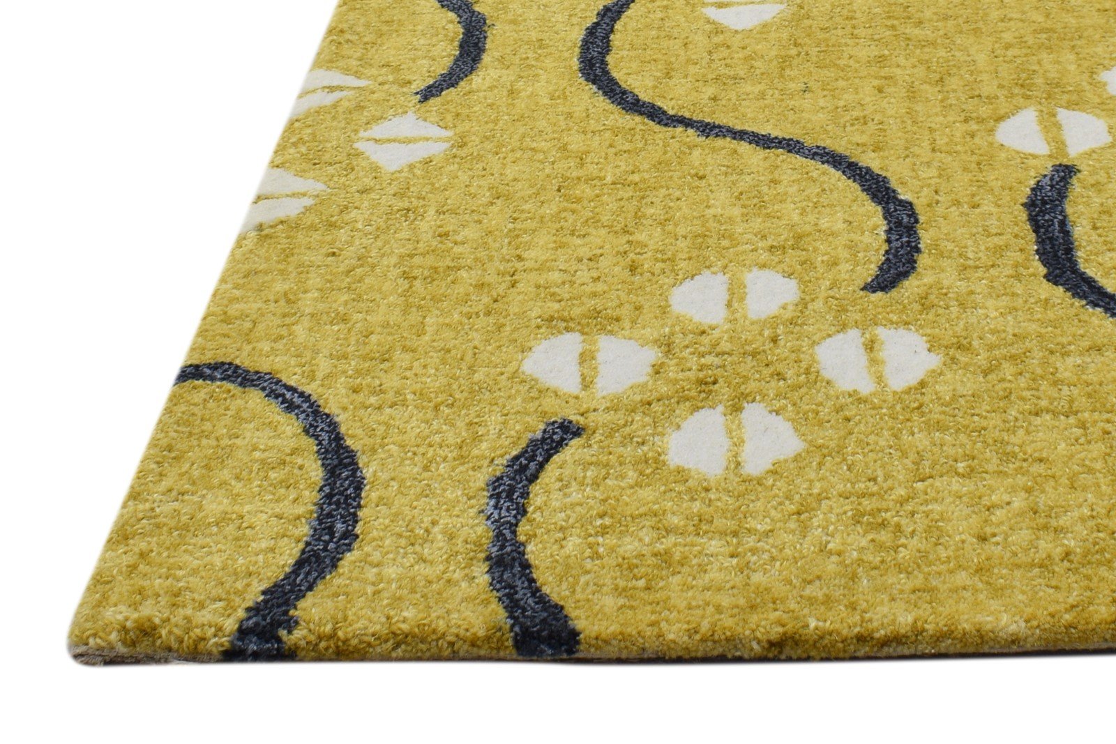 Wool Gold Rug 2' X 3' Modern Hand Tufted French Trellis Small Carpet 