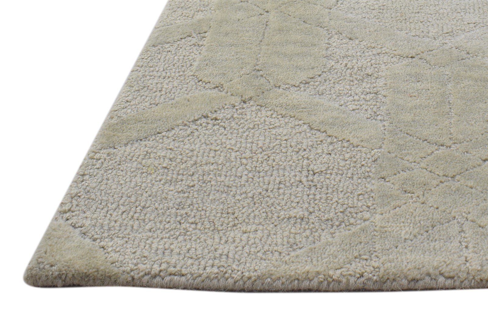 Beige Wool Rug 2' X 3' Modern Hand Tufted Moroccan Trellis Small Carpet 