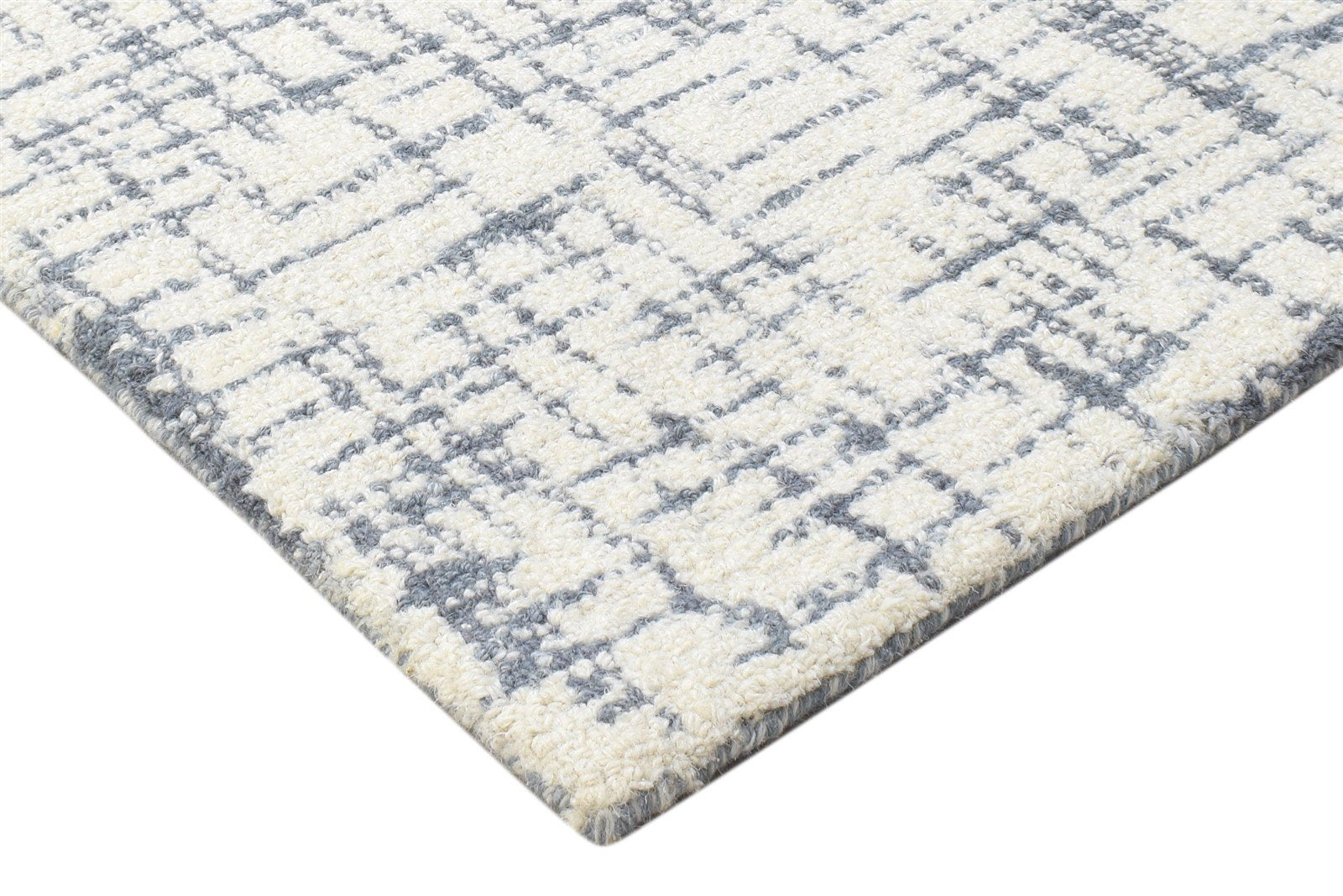 Hand Tufted Ivory Wool Rug 2' X 3' Modern French Abstract Small Carpet 