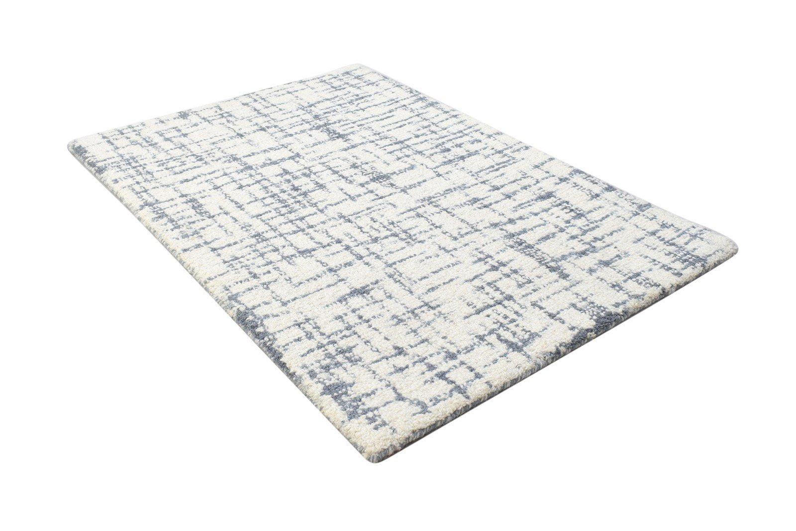 Hand Tufted Ivory Wool Rug 2' X 3' Modern French Abstract Small Carpet 