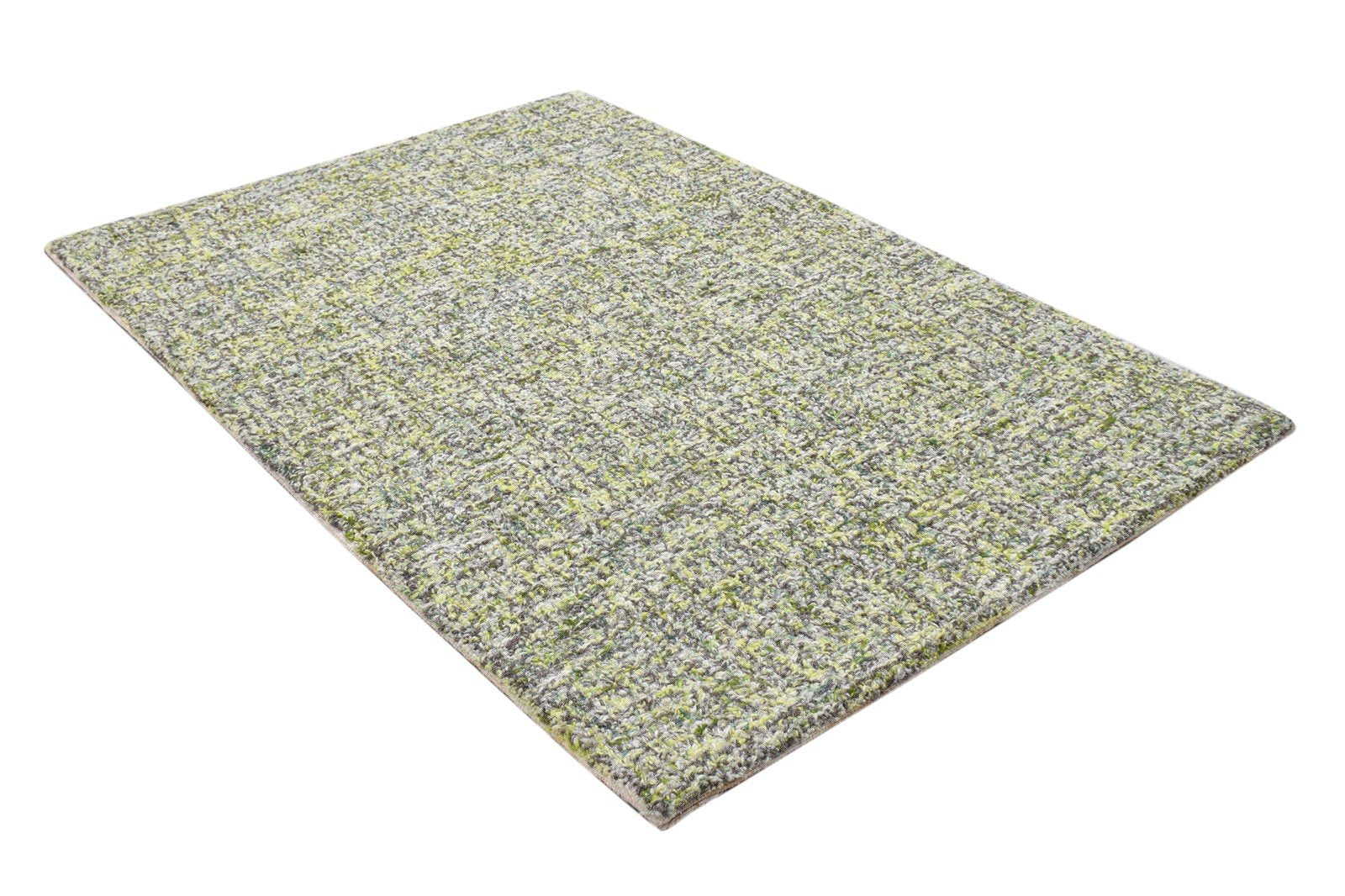 2' X 3' Rug Wool Green Modern Hand Tufted Scandinavian Solid Small Carpet 