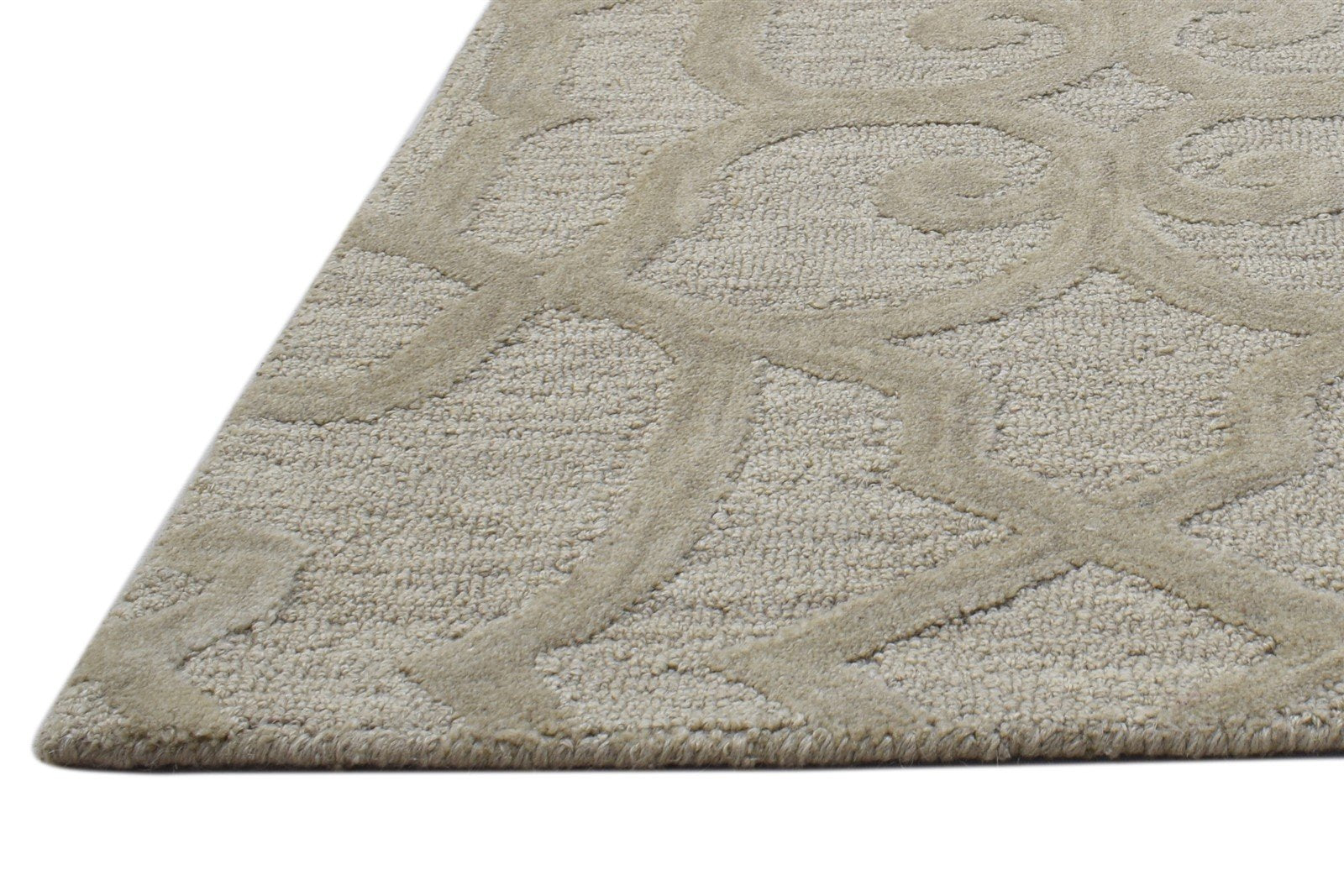 Beige Wool Rug 2' X 3' Modern Hand Tufted Moroccan Trellis Small Carpet 