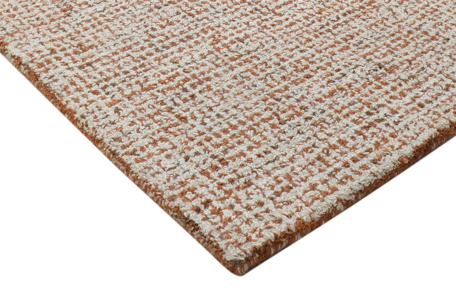 Wool Rust Rug 2' X 3' Modern Hand Tufted Scandinavian Solid Small Carpet 