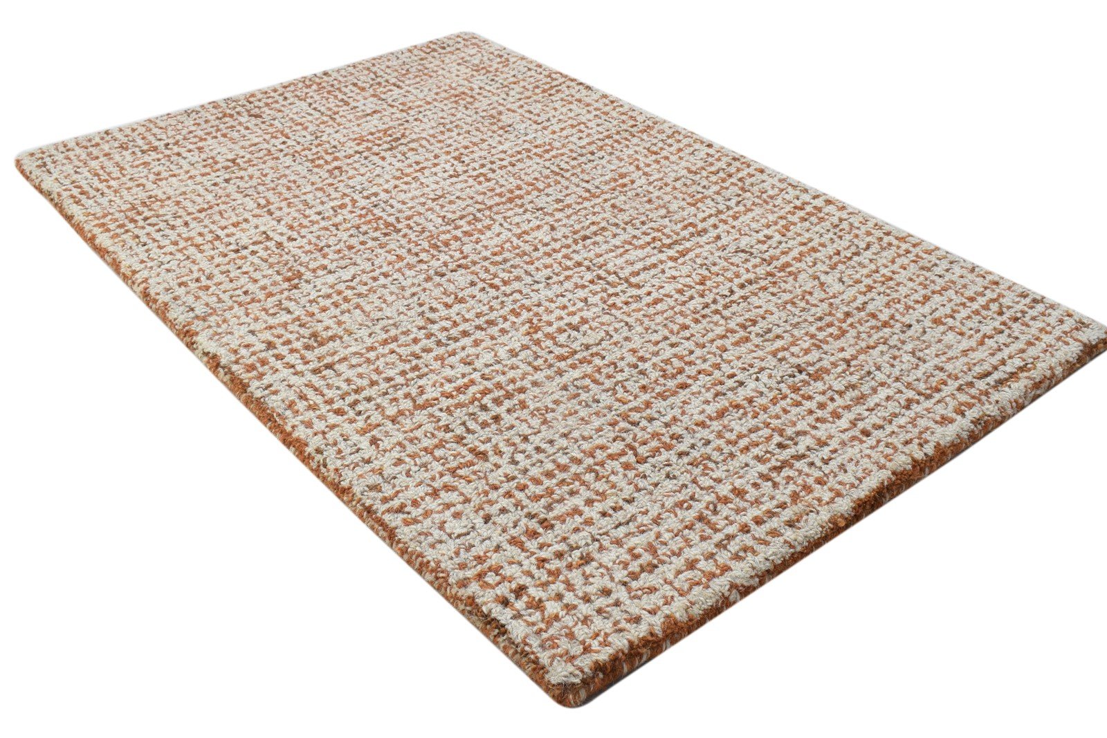 Wool Rust Rug 2' X 3' Modern Hand Tufted Scandinavian Solid Small Carpet 